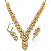 Oro Laminado Necklace and Earring, Gold Filled Style Leaf Design, with White Cubic Zirconia, Polished, Golden Finish, 06.236.0007