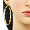Oro Laminado Extra Large Hoop, Gold Filled Style Hollow Design, Diamond Cutting Finish, Golden Finish, 02.213.0811.70