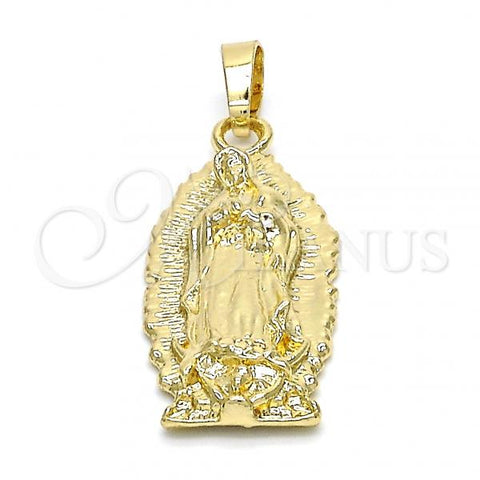 Oro Laminado Religious Pendant, Gold Filled Style Guadalupe Design, Polished, Golden Finish, 05.213.0034