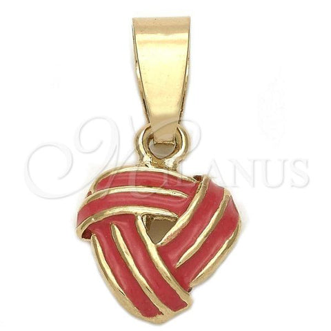 Oro Laminado Fancy Pendant, Gold Filled Style Love Knot Design, Red Enamel Finish, Golden Finish, 05.163.0059.2