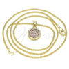 Oro Laminado Pendant Necklace, Gold Filled Style with Ruby Micro Pave, Polished, Golden Finish, 04.156.0339.1.20