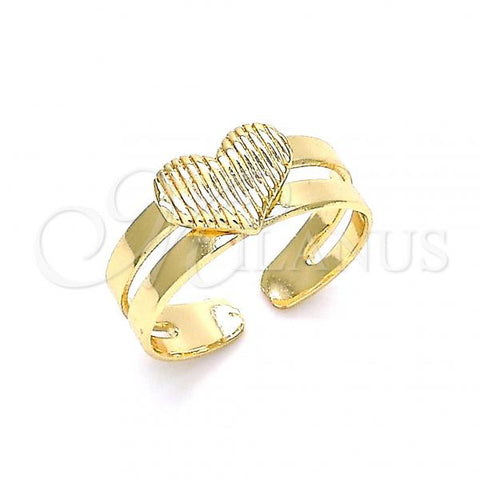 Oro Laminado Toe Ring, Gold Filled Style Heart Design, Polished, Golden Finish, 01.233.0026 (One size fits all)