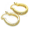 Oro Laminado Small Hoop, Gold Filled Style with White Crystal, Polished, Golden Finish, 02.100.0091.20