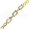 Oro Laminado Fancy Bracelet, Gold Filled Style with White Micro Pave, Polished, Golden Finish, 03.266.0033.07