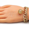 Oro Laminado Charm Bracelet, Gold Filled Style Chunky and Rattle Charm Design, Polished, Golden Finish, 03.331.0130.08