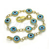 Oro Laminado Fancy Bracelet, Gold Filled Style Evil Eye Design, Acqua Resin Finish, Golden Finish, 5.039.005.06