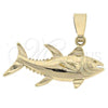 Oro Laminado Fancy Pendant, Gold Filled Style Fish Design, Diamond Cutting Finish, Golden Finish, 5.180.031