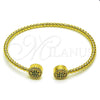 Oro Laminado Individual Bangle, Gold Filled Style with Green and White Micro Pave, Polished, Golden Finish, 07.368.0001.1