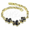 Oro Laminado Fancy Bracelet, Gold Filled Style Butterfly and Fish Design, with Black Cubic Zirconia, Polished, Golden Finish, 03.316.0075.07