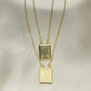 Oro Laminado Fancy Necklace, Gold Filled Style Holy Spirit Design, Polished, Golden Finish, 04.02.0016