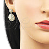 Oro Laminado Stud Earring, Gold Filled Style Diamond Cutting Finish, Golden Finish, 02.163.0339