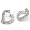 Sterling Silver Huggie Hoop, Heart Design, with White Cubic Zirconia, Polished, Rhodium Finish, 02.186.0139.1.15