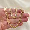 Oro Laminado Basic Necklace, Gold Filled Style Miami Cuban Design, Polished, Golden Finish, 04.63.1359.24