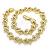 Oro Laminado Fancy Anklet, Gold Filled Style Heart Design, Polished, Golden Finish, 03.210.0061.10