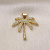Oro Laminado Fancy Pendant, Gold Filled Style Tree Design, with White Micro Pave, Polished, Golden Finish, 05.342.0012