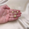 Oro Laminado Earring and Pendant Adult Set, Gold Filled Style with White Micro Pave, Polished, Golden Finish, 10.342.0128