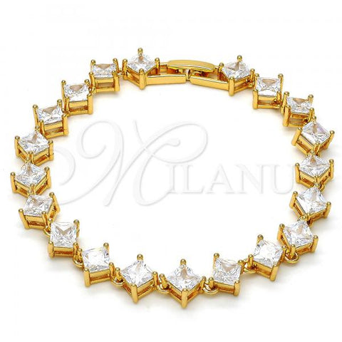 Oro Laminado Tennis Bracelet, Gold Filled Style with White Cubic Zirconia, Polished, Golden Finish, 03.283.0001.07
