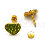 Stainless Steel Stud Earring, Heart Design, with Dark Peridot Crystal, Polished, Golden Finish, 02.271.0022.11
