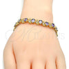 Oro Laminado Tennis Bracelet, Gold Filled Style with Amethyst and White Cubic Zirconia, Polished, Golden Finish, 03.206.0007.2.07