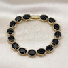 Oro Laminado Tennis Bracelet, Gold Filled Style with Black Cubic Zirconia, Polished, Golden Finish, 03.424.0004.2.07