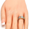 Oro Laminado Set Bangle, Gold Filled Style Greek Key and Flower Design, Diamond Cutting Finish, Two Tone, 13.99.0003.05.08 (09 MM Thickness, Size 8)