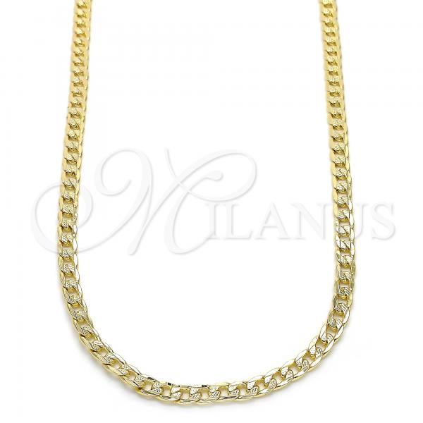 Oro Laminado Basic Necklace, Gold Filled Style Curb Design, Polished, Golden Finish, 04.213.0139.24