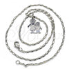 Rhodium Plated Pendant Necklace, Little Girl and Little Boy Design, Polished, Rhodium Finish, 04.106.0002.1.20