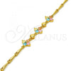 Gold Tone Fancy Bracelet, Flower Design, with Multicolor Cubic Zirconia, Polished, Golden Finish, 03.213.0024.07.GT