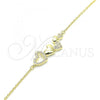 Sterling Silver Fancy Bracelet, Heart Design, with White Micro Pave, Polished, Golden Finish, 03.336.0057.2.08