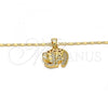 Oro Laminado Pendant Necklace, Gold Filled Style Elephant Design, with White Micro Pave, Polished, Golden Finish, 04.233.0008.18