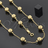 Oro Laminado Necklace and Bracelet, Gold Filled Style Ball Design, Golden Finish, 5.007.001