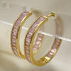 Oro Laminado Huggie Hoop, Gold Filled Style with Pink Cubic Zirconia, Polished, Golden Finish, 02.341.0131.2.35