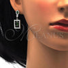 Sterling Silver Earring and Pendant Adult Set, with Green and White Cubic Zirconia, Polished, Rhodium Finish, 10.175.0030.2