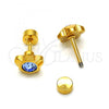 Stainless Steel Stud Earring, Flower Design, with Blue Topaz Crystal, Polished, Golden Finish, 02.271.0019.1