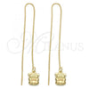 Oro Laminado Threader Earring, Gold Filled Style Teddy Bear Design, Golden Finish, 5.116.008