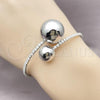 Rhodium Plated Individual Bangle, Ball Design, with White Cubic Zirconia, Polished, Rhodium Finish, 07.421.0003.1