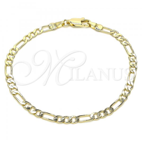 Oro Laminado Basic Bracelet, Gold Filled Style Figaro Design, Polished, Golden Finish, 04.213.0241.07