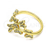 Oro Laminado Multi Stone Ring, Gold Filled Style Butterfly Design, with White Micro Pave, Polished, Golden Finish, 01.102.0002