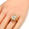 Oro Laminado Multi Stone Ring, Gold Filled Style with White Cubic Zirconia, Polished, Golden Finish, 01.210.0017.09 (Size 9)