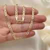 Oro Laminado Basic Necklace, Gold Filled Style Mariner Design, Polished, Golden Finish, 5.222.025.24
