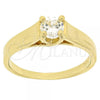 Oro Laminado Multi Stone Ring, Gold Filled Style Solitaire Design, with White Cubic Zirconia, Polished, Golden Finish, 5.167.035.06 (Size 6)