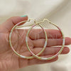 Oro Laminado Extra Large Hoop, Gold Filled Style Hollow Design, Diamond Cutting Finish, Tricolor, 02.213.0440.1.70