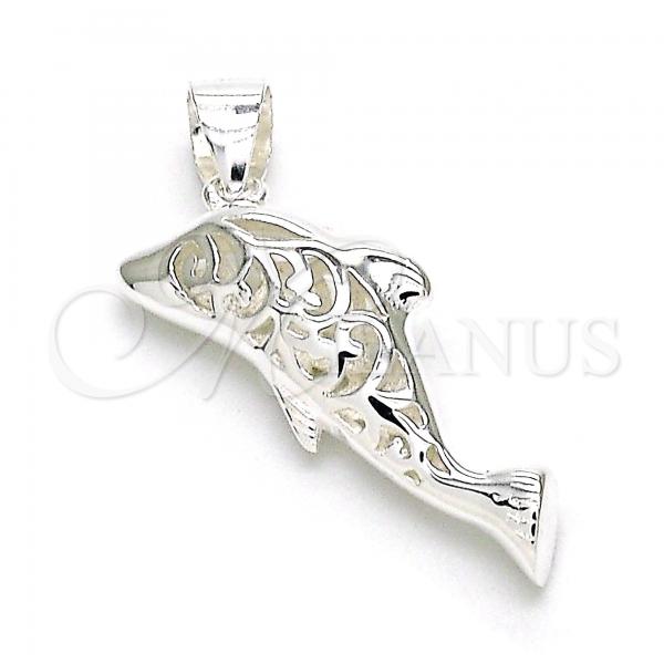 Sterling Silver Fancy Pendant, Dolphin Design, Polished,, 05.398.0051