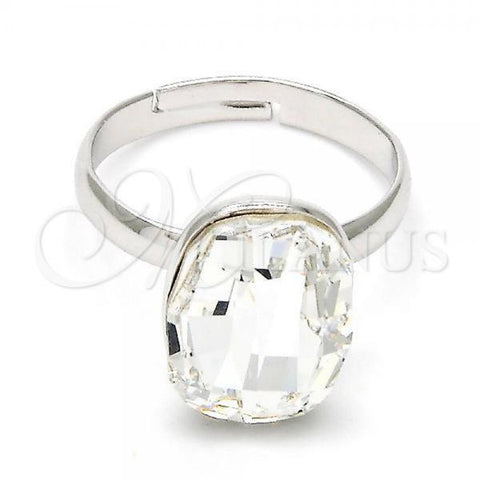 Rhodium Plated Multi Stone Ring, with Crystal Swarovski Crystals, Polished, Rhodium Finish, 01.239.0011 (One size fits all)