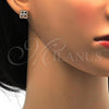 Oro Laminado Stud Earring, Gold Filled Style with White Cubic Zirconia and White Micro Pave, Polished, Golden Finish, 02.282.0006