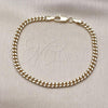 Oro Laminado Basic Bracelet, Gold Filled Style Miami Cuban Design, Polished, Golden Finish, 04.63.1360.07
