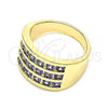 Oro Laminado Multi Stone Ring, Gold Filled Style with Amethyst Cubic Zirconia, Polished, Golden Finish, 01.346.0017.3.09