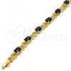 Oro Laminado Tennis Bracelet, Gold Filled Style Hugs and Kisses Design, with Sapphire Blue and White Cubic Zirconia, Polished, Golden Finish, 03.206.0001.1.07