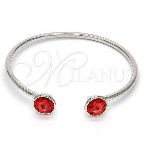 Rhodium Plated Individual Bangle, with Padparadscha Swarovski Crystals, Polished, Rhodium Finish, 07.239.0014.3 (03 MM Thickness, One size fits all)