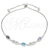 Sterling Silver Fancy Bracelet, Infinite Design, with Multicolor Cubic Zirconia, Polished, Rhodium Finish, 03.175.0002.11